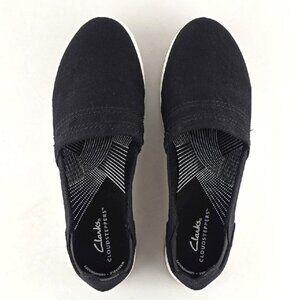 Clarks Cloudsteppers Women's Breeze Step Black Canvas Slip On Flats Size 7M